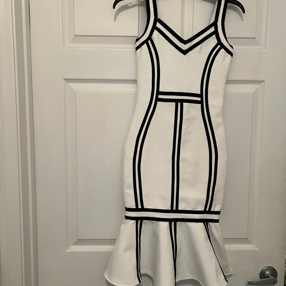Fashion Nova Black and White Midi Dress
